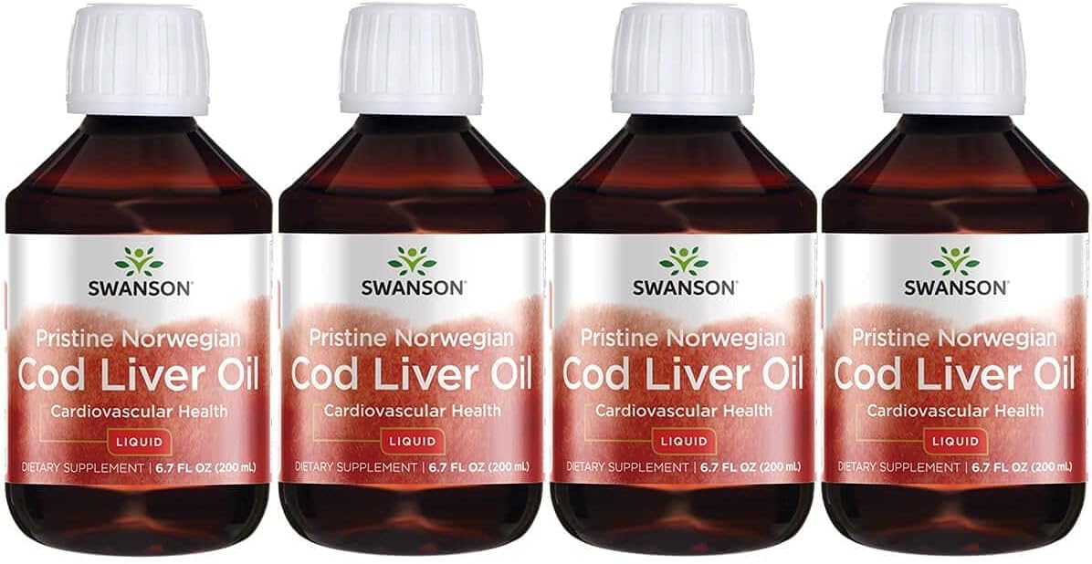 4 Pack of Swanson Pristine Norwegian Cod Liver Oil 7 fl oz Liquid