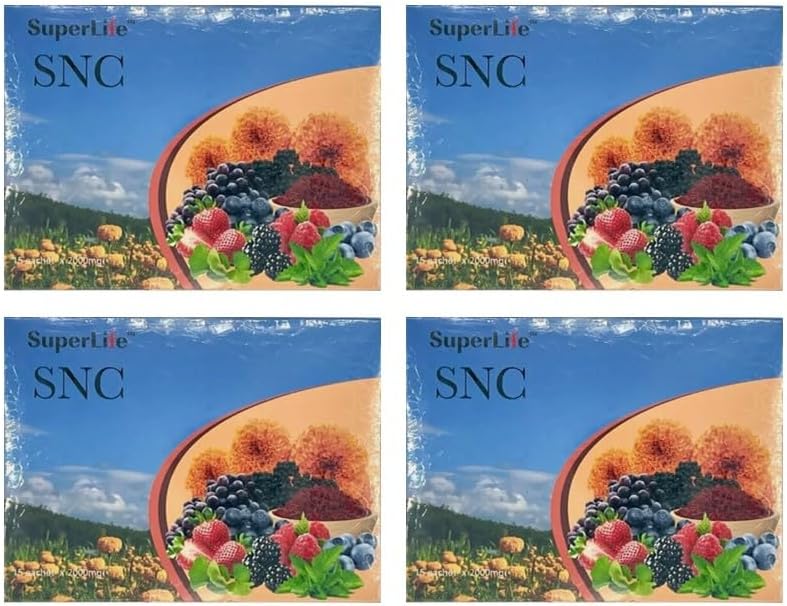 4-Pack SNC Super Life Neuron Care Support for Improved Vision and Cognitive Function - 15 Sachets/Box, Blue