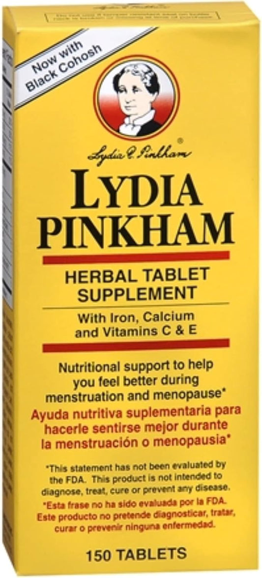 4 Packs of Lydia Pinkham Herbal Tablet Supplement, Total of 600 Tablets