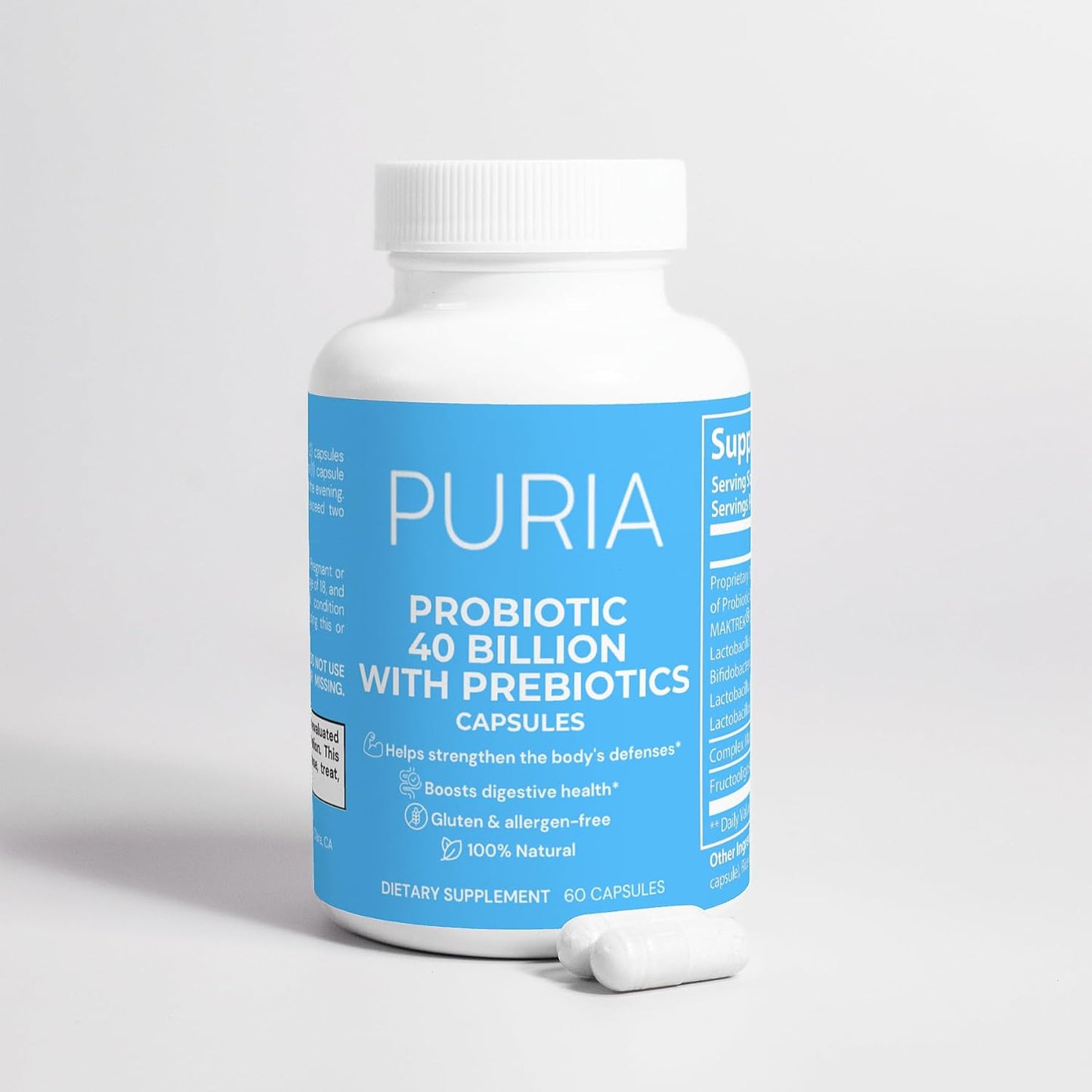 40 Billion Probiotic Capsules with Prebiotics | USA-Made, Gluten & Allergen-Free | Supports Digestive Health, Immune System, and Skin