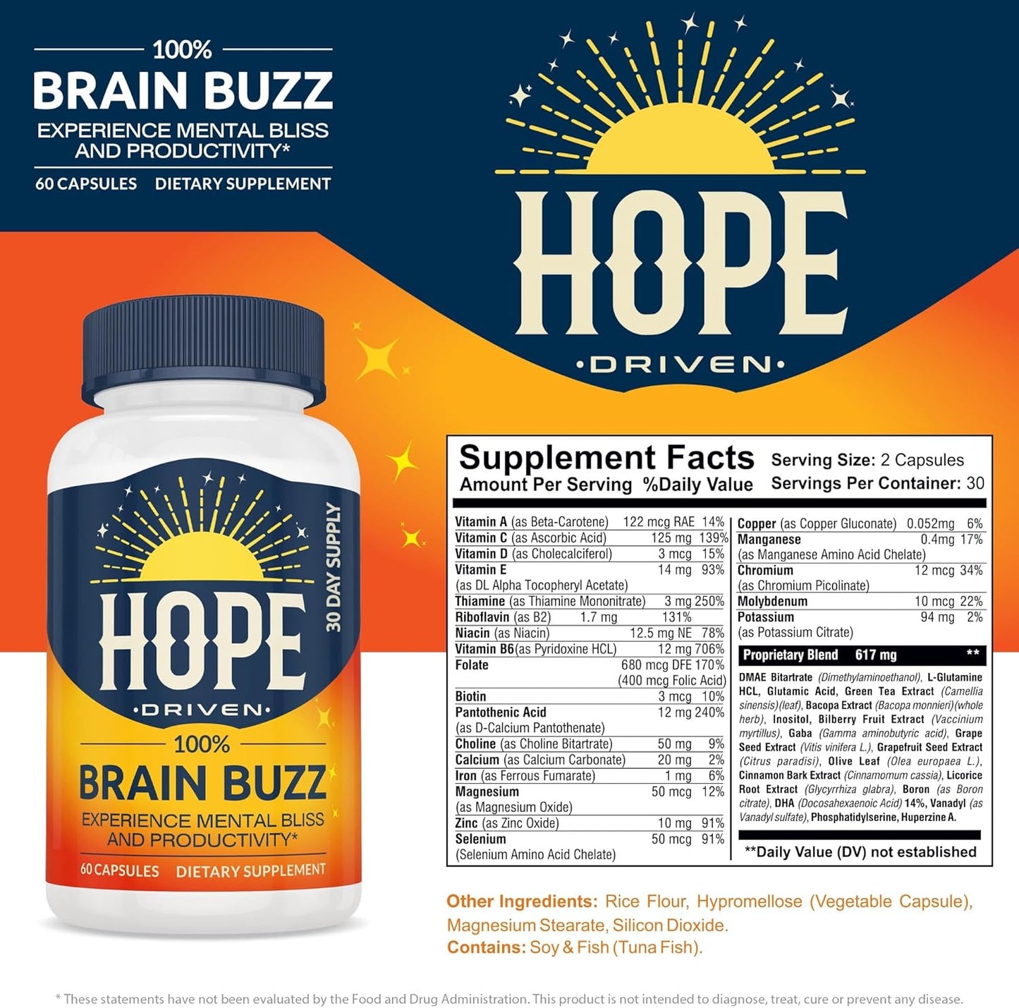 40-in-1 Memory & Focus Brain Booster Supplement for Men & Women | Enhance Clarity, Energy, Performance | Veggie Capsules
