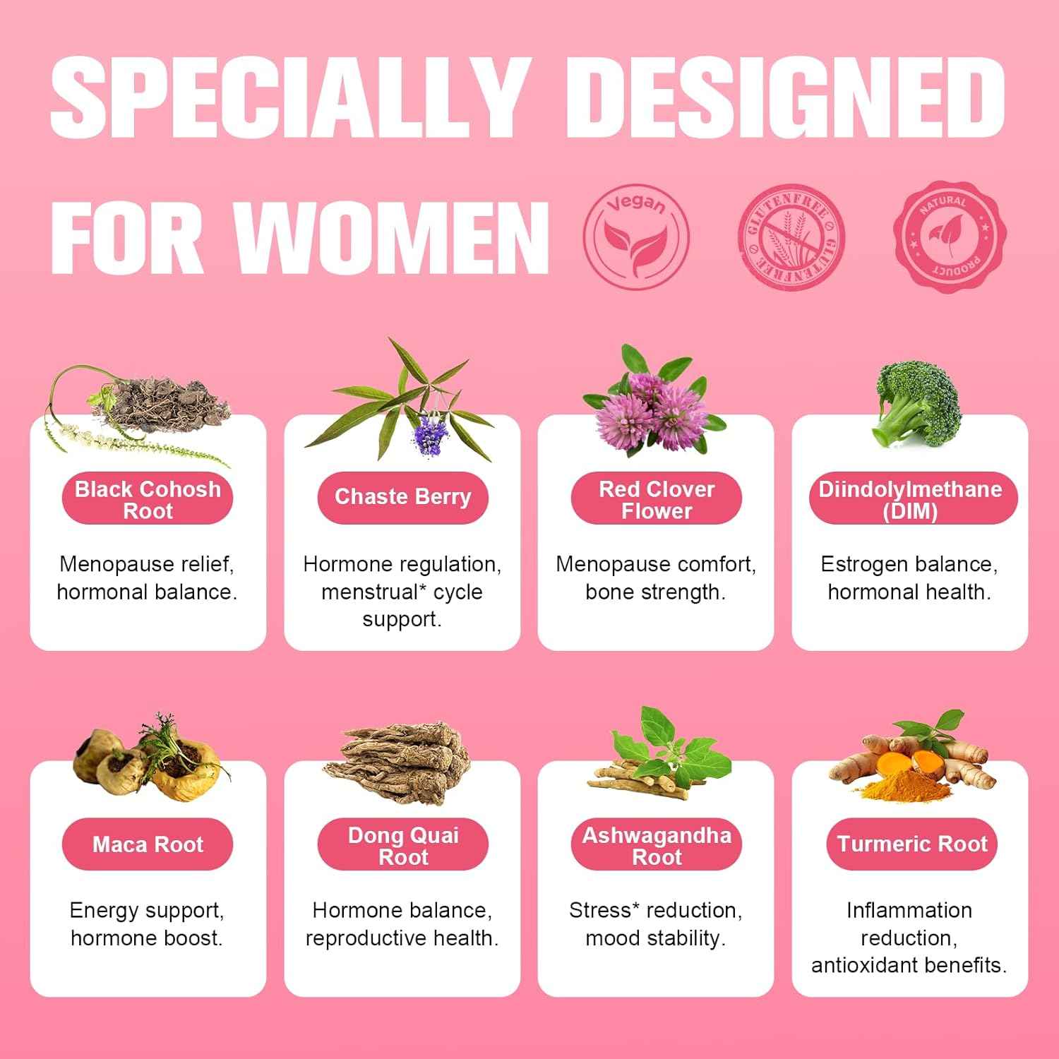 40-in-1 Menopause Supplements for Women, w/Probiotics, DIM, Vitex, Dong Quai, Red Clover and More, Easy to Swallow, Gluten Free