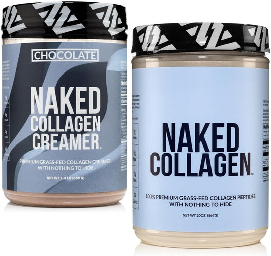 40 Servings Chocolate Collagen Coffee Creamer + 60 Servings Unflavored Collagen Peptides Protein Powder Bundle - Non-GMO, Keto, Gluten-Free, Paleo, Soy-Free