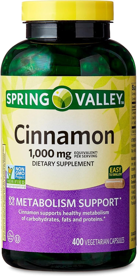 400 Count Cinnamon Dietary Supplement, 1000 mg - Spring Valley Brand