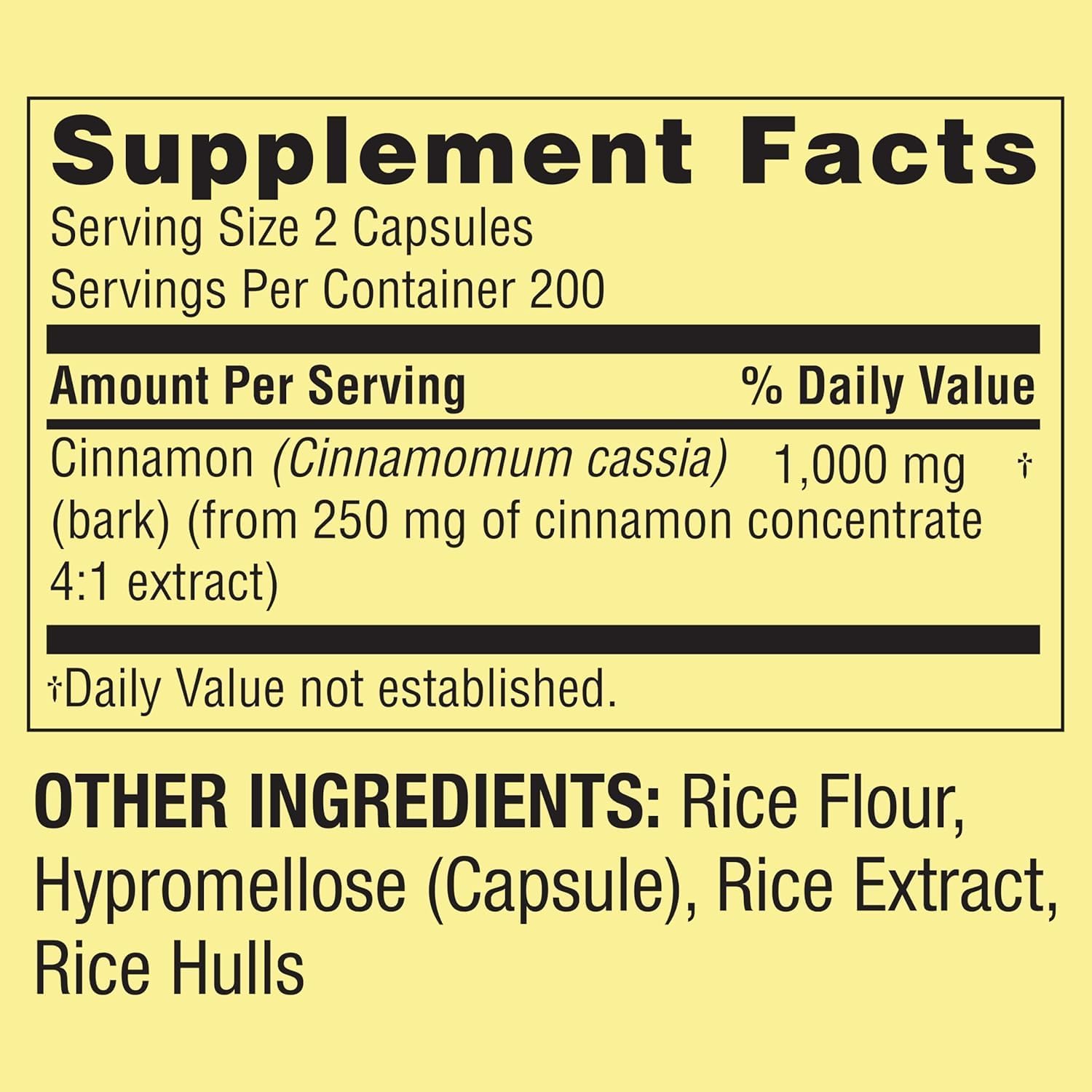 400 Count Cinnamon Dietary Supplement, 1000 mg - Spring Valley Brand