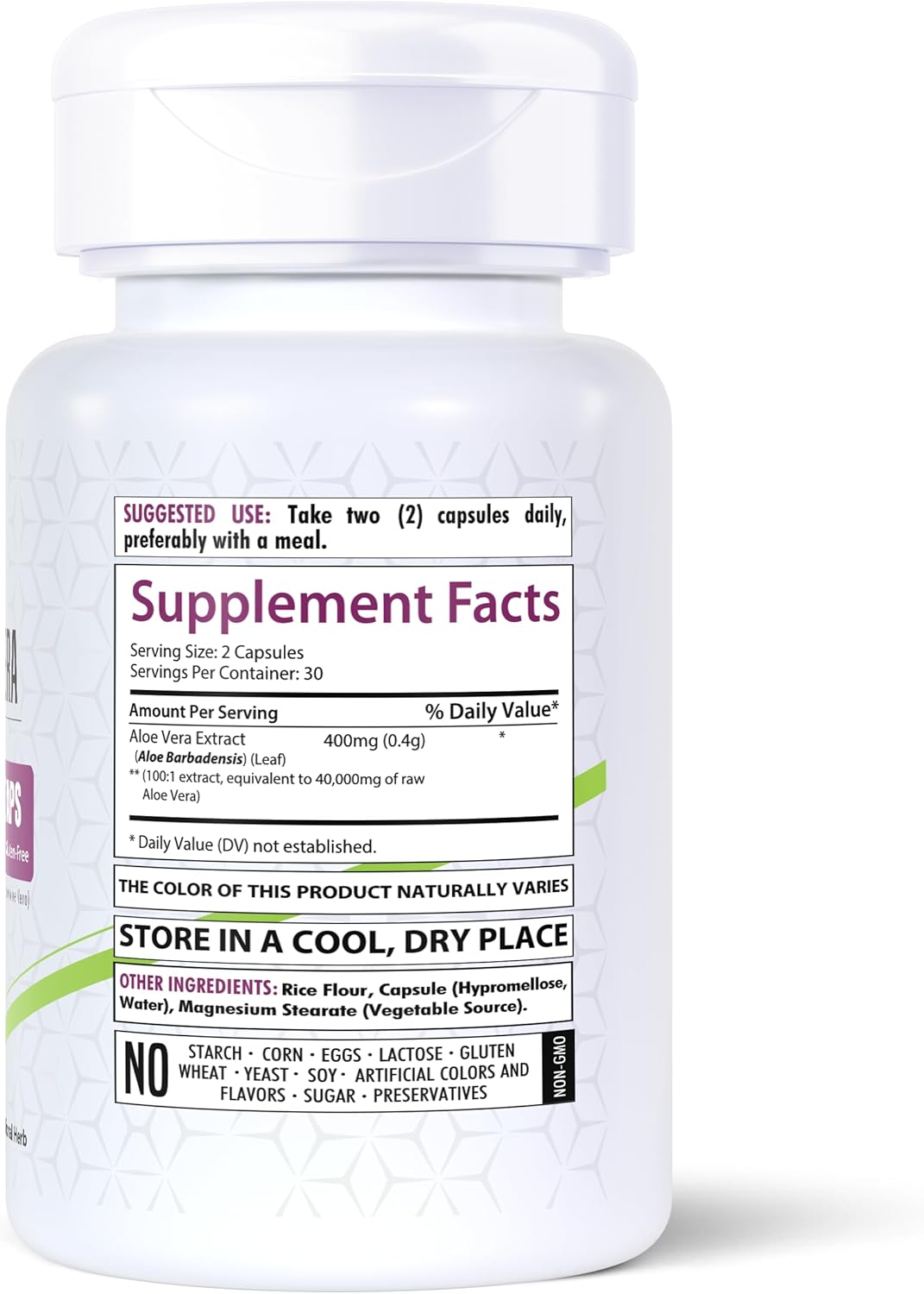 40,000mg Equivalent Aloe Vera Extract Veg Capsules for Digestive Support | Non-GMO | Made in USA | Vegetarian Friendly