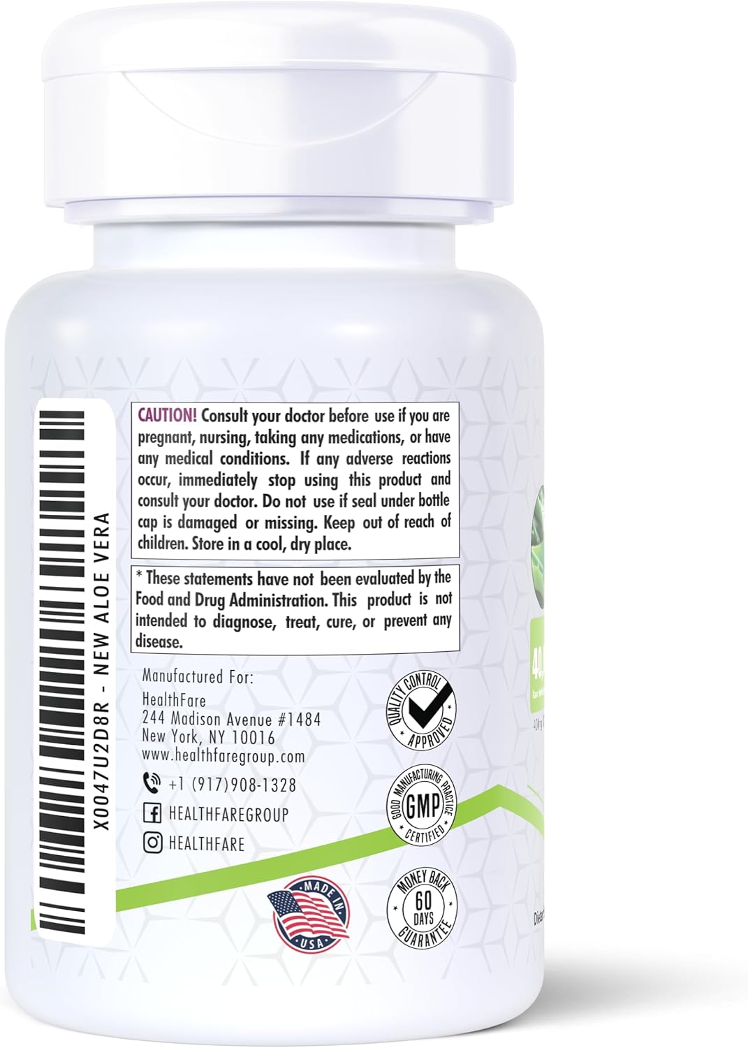 40,000mg Equivalent Aloe Vera Extract Veg Capsules for Digestive Support | Non-GMO | Made in USA | Vegetarian Friendly