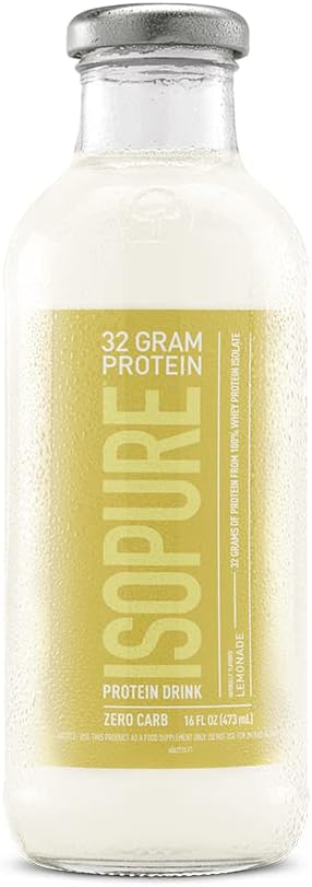Isopure Zero Carb Lemonade Whey Protein Isolate Drink, 32g Protein, Ready-to-Drink, 16 Fl Oz (12 Bottles) - Espot.com.au