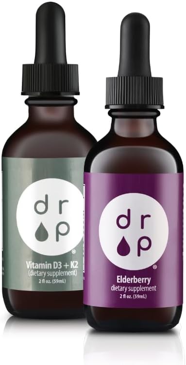 Liquid Elderberry and Vitamin D3+K2 Drops Bundle - Immune Support and Bone Health Supplement Combination - Espot.com.au