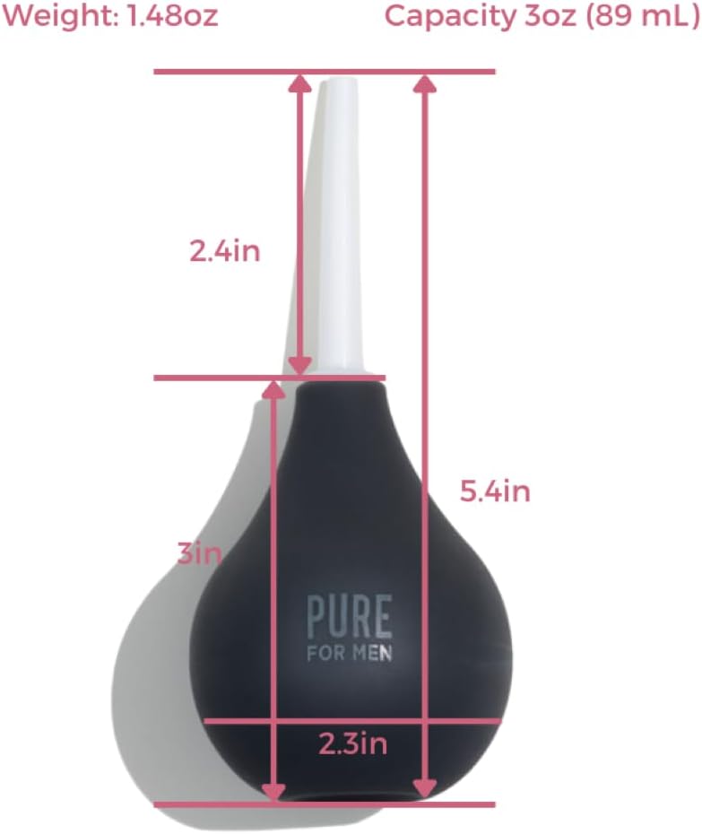 Pure for Men Bum Bulb Anal Douche Kit - Detachable Tip, Reusable Enema - 3 oz Capacity - Easy to Use & Durable - Espot.com.au