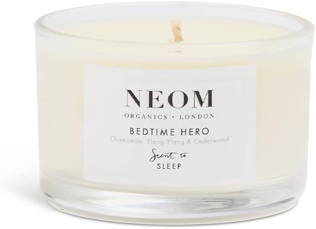 NEOM Bedtime Hero Travel Size Scented Candle - Ylang Ylang & Chamomile Aromatherapy - Scent for Sleep - Espot.com.au