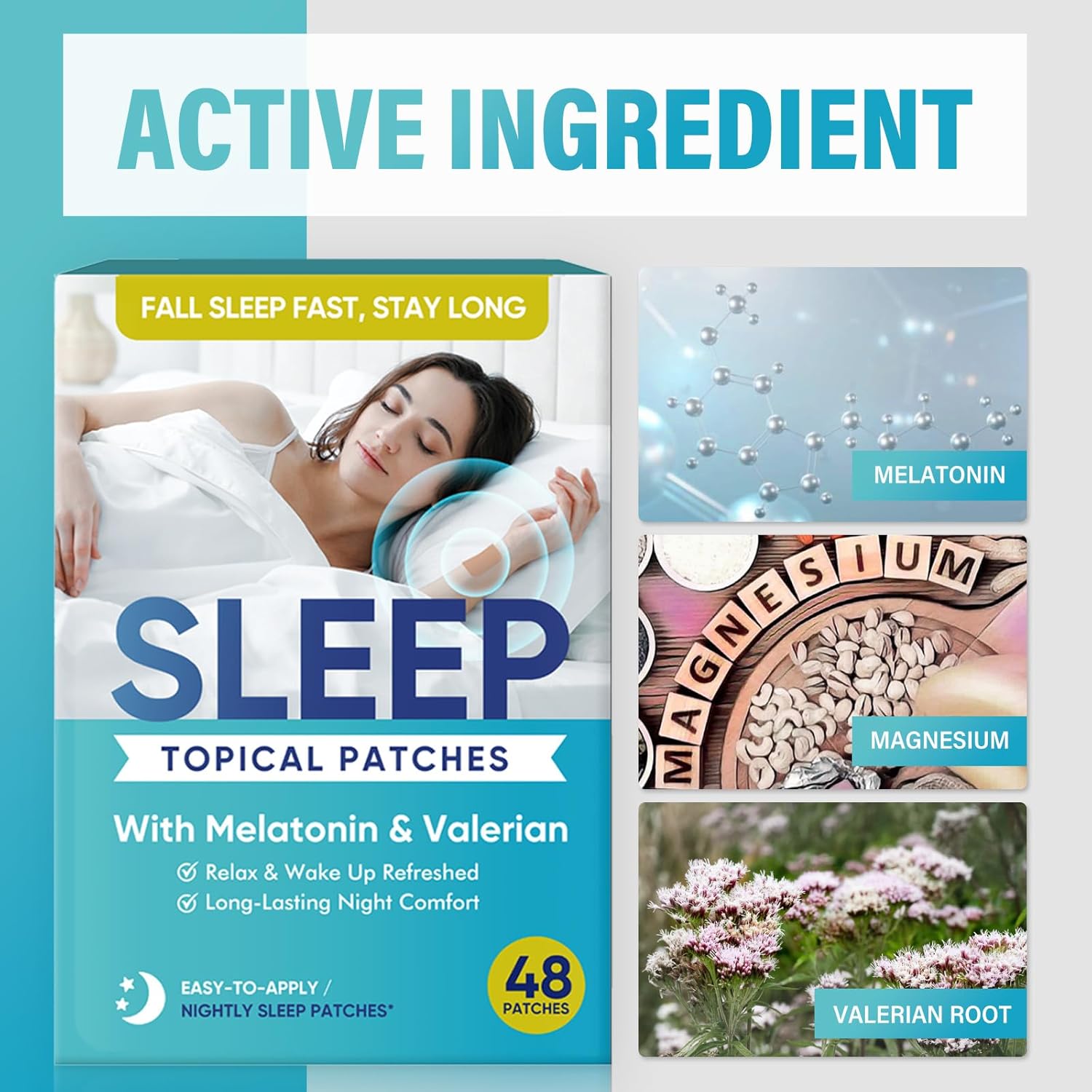 48 Le Touch Sleep Patches: Natural Plant Extracts for Adults, Fast Sleep Aid with No Morning Grogginess