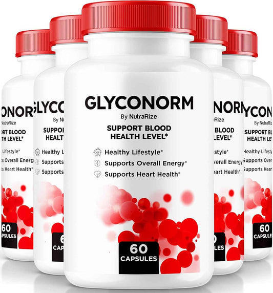(5 Pack) Glyconorm Capsules - Official Blood Support Formula for Healthy Levels, Glyco Optimizer Pills, All Natural Blood Vessel Cleaner, Glyco Norm Review (300 Capsules)
