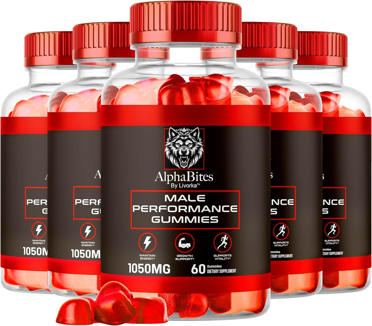 5-Pack LIVORKA Alpha Bites Gummies for Men - 300 Gummies for 5 Months Supply, AlphaBites Reviews, Men's AlphaBites Gummies