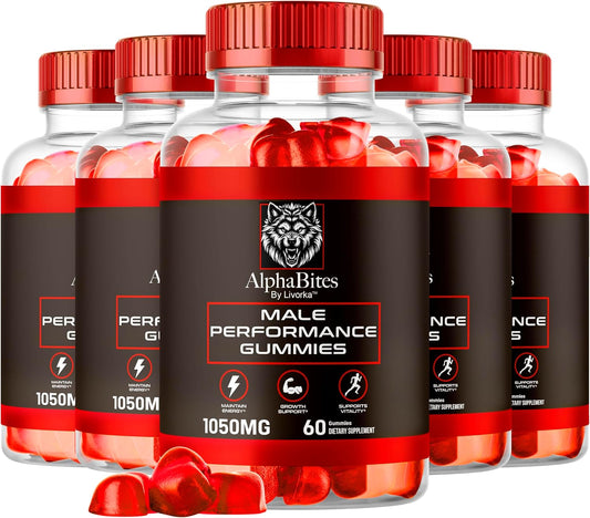 5-Pack LIVORKA Alpha Bites Gummies for Men - 300 Gummies for 5 Months Supply, AlphaBites Reviews, Men's AlphaBites Gummies