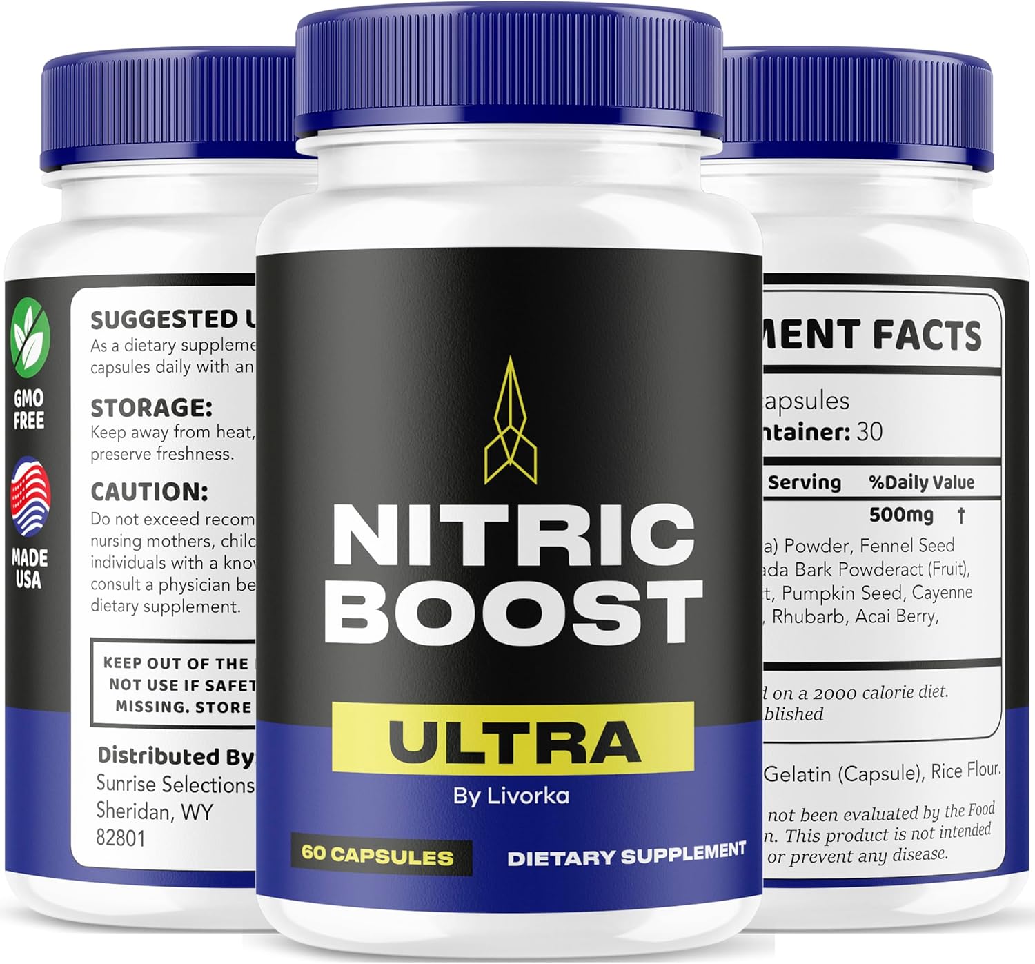 5 Pack Nitric Boost Ultra Capsules - Advanced Formula for 5 Months Supply with 300 Capsules