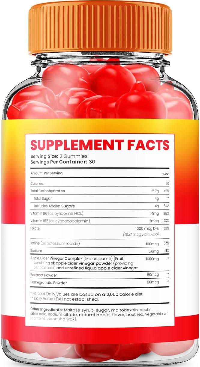 5 Pack of Indelo Pure Fuel ACV Gummies - Apple Cider Vinegar 1000MG with Vitamin B12 - 300 Gummies, Reviews included