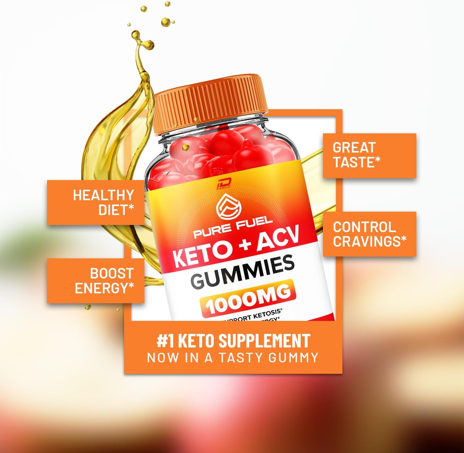 5 Pack of Indelo Pure Fuel ACV Gummies - Apple Cider Vinegar 1000MG with Vitamin B12 - 300 Gummies, Reviews included