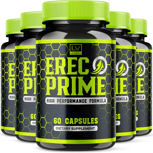 5 Pack of LIVORKA ErecPrime Capsules - Advanced Support Formula with 300 Pills