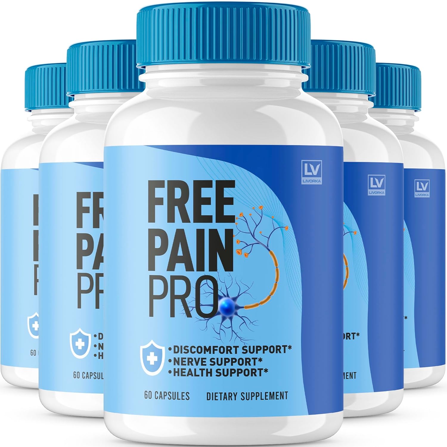 5 Pack of LIVORKA Free Pain Pro Capsules - Advanced Formula for Overall Wellness - 300 All Natural Pills