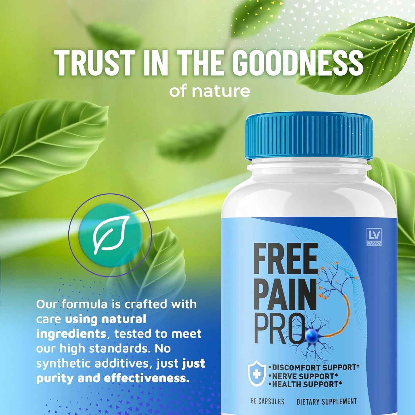 5 Pack of LIVORKA Free Pain Pro Capsules - Advanced Formula for Overall Wellness - 300 All Natural Pills