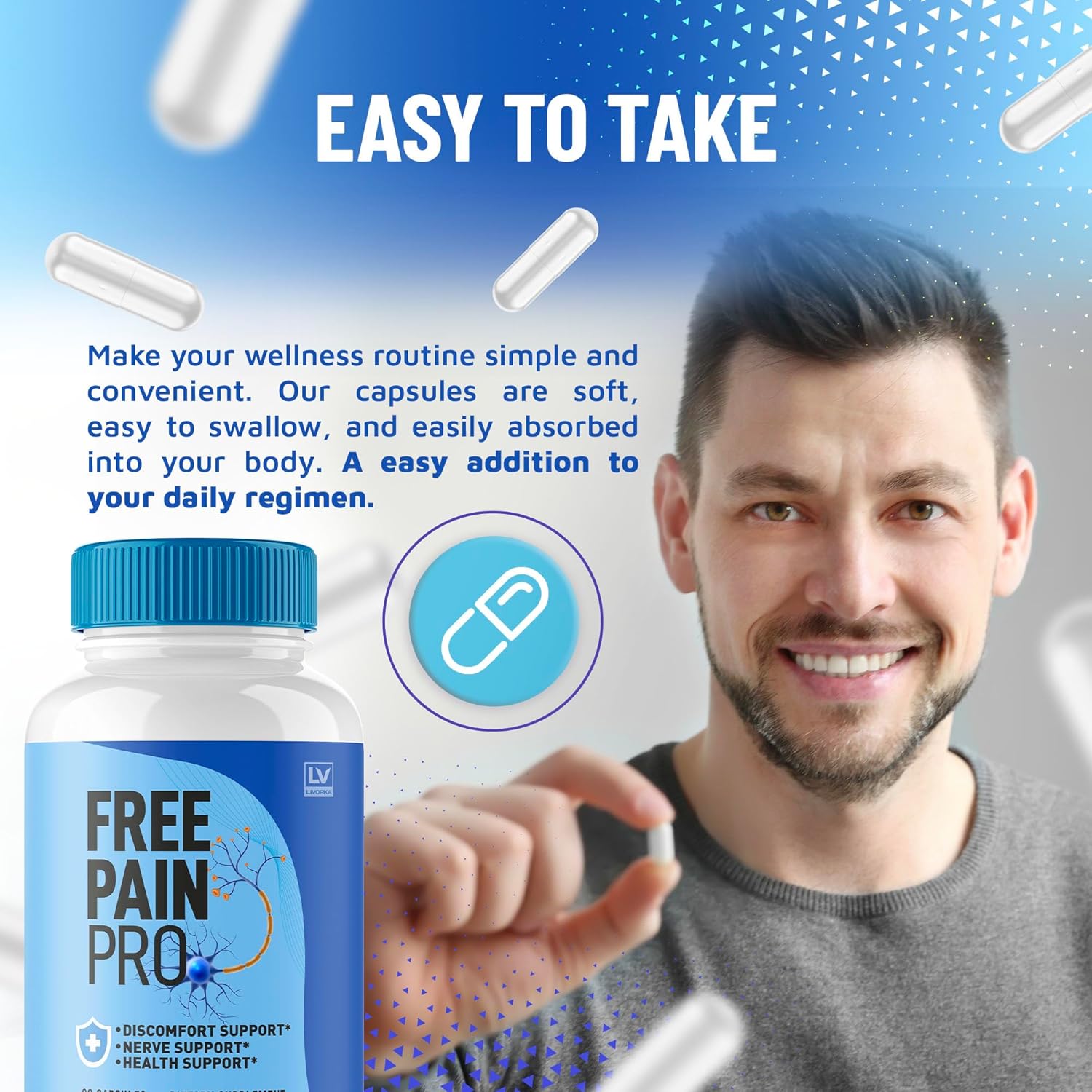 5 Pack of LIVORKA Free Pain Pro Capsules - Advanced Formula for Overall Wellness - 300 All Natural Pills