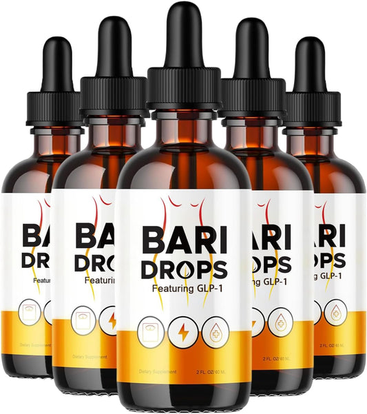 5 Pack of Loroc'e Bari GLP-1 Liquid Supplement Drops - Natural Mounjaro Formula