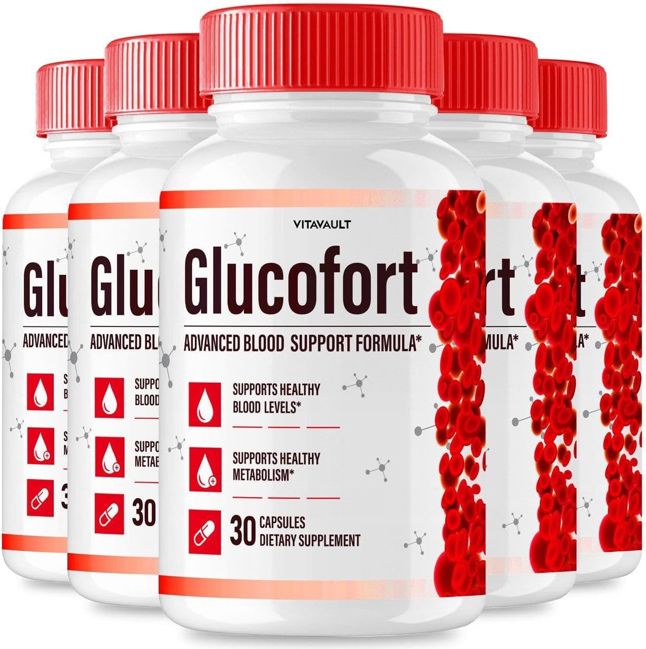 5 Pack Vitavault Glucofort Capsules - Advanced Blood Support Formula