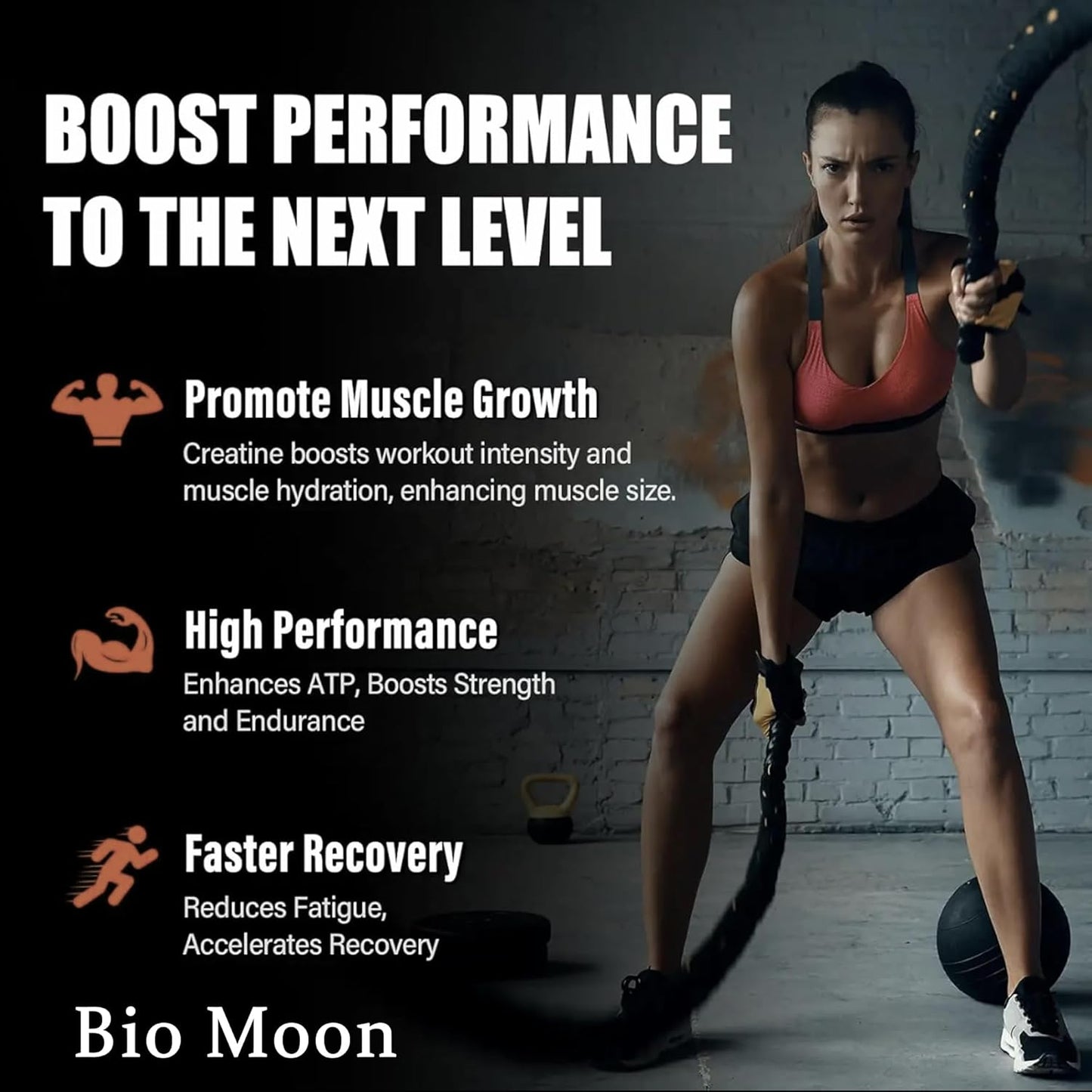 5000mg Bio Moon Mixed Berries Flavour Creatine Monohydrate Gummies - Pre-Workout Supplement for Muscle Strength & Energy Boost - 120 Count for Men & Women
