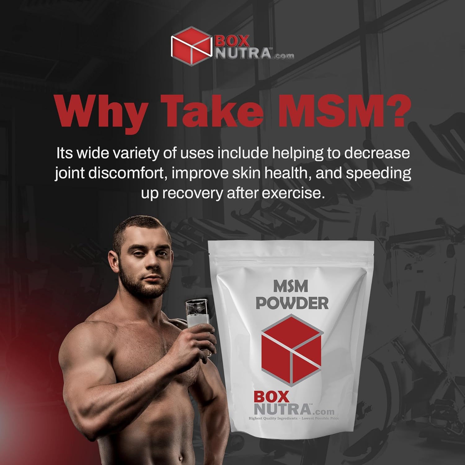 500g BoxNutra MSM Powder for Joint Discomfort Relief, Immunity and Skin Health Boost