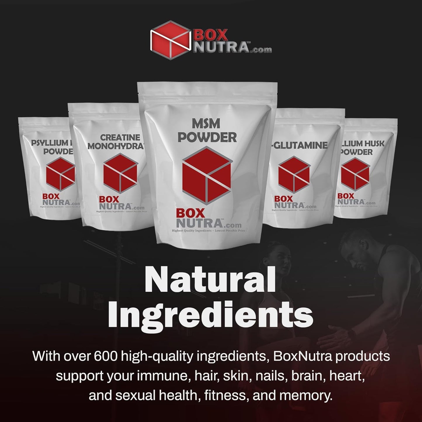 500g BoxNutra MSM Powder for Joint Discomfort Relief, Immunity and Skin Health Boost