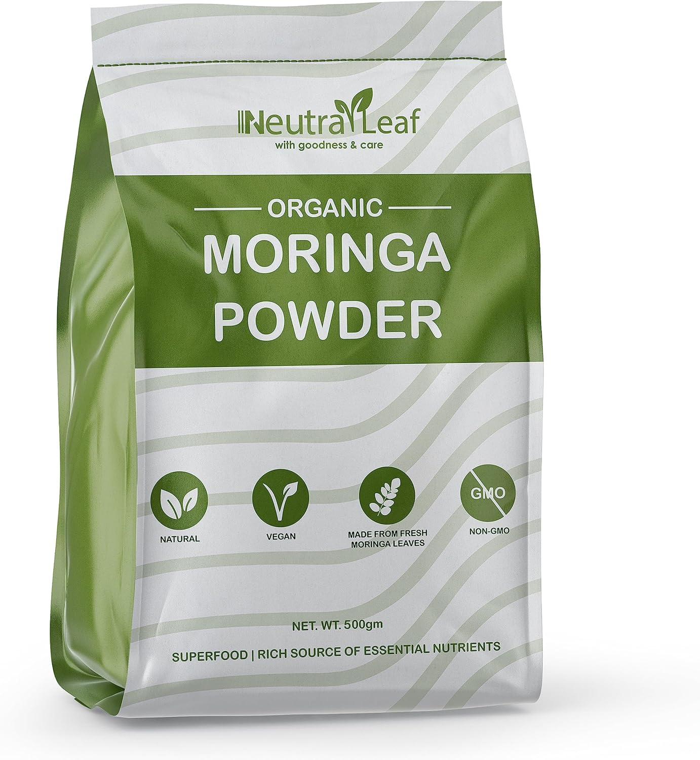 500g Neutra Leaf Organic Moringa Powder | Immunity & Metabolism Boost | Supports  Slimming Formula  | Multivitamin Antioxidant | Hair & Skin Benefits | Resealable Bag