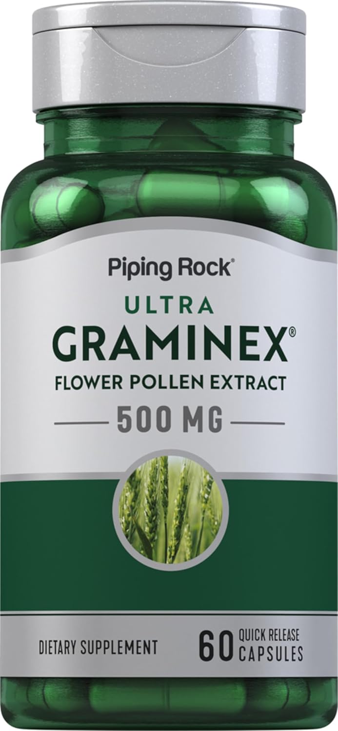 500mg Graminex Flower Pollen Extract Capsules | 60 Count | Non-GMO, Gluten Free Formula by Piping Rock