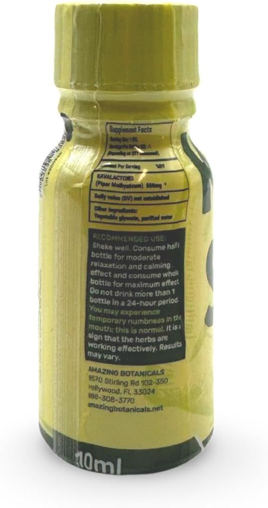 500mg Kavalactones KAVA Shot - Original Flavor - Dietary Supplement - 5 Count - 10ml Bottle
