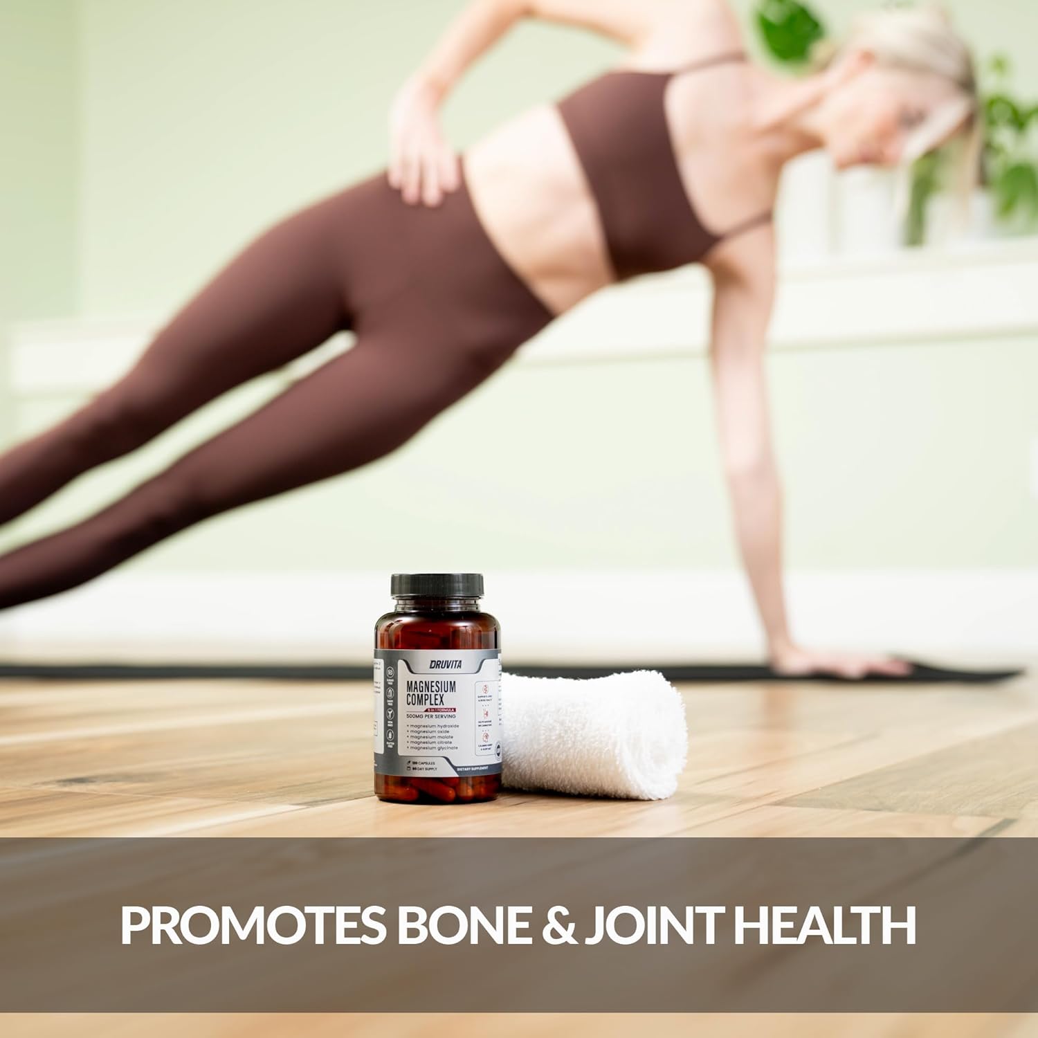 500mg Magnesium Complex with 5 Formulas for Bone, Joint, Heart, Sleep - 60 Capsules + Pill Container