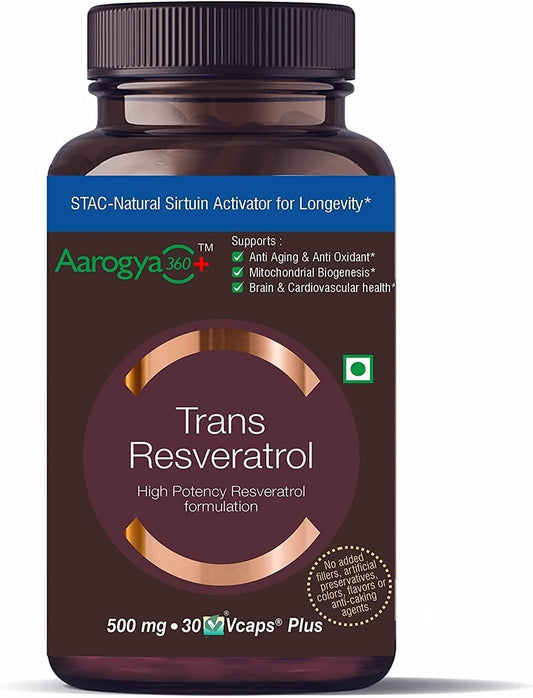 500mg Trans Resveratrol with BioPerine Capsules - Anti Aging Antioxidant for Heart Health & Immune Support