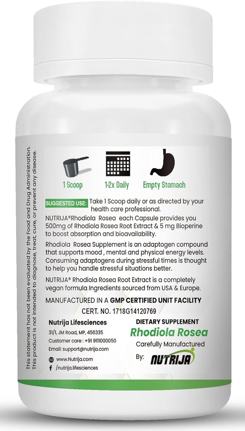 50g NutriJa Rhodiola Rosea Root Extract Powder - Pure & Potent Adaptogen Supplement