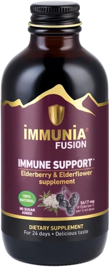 Immunia Fusion - Immune Support Formula with Elderberries, Elderflowers, and Blue Fruits - Antioxidant-Rich Concentrated Blend (1-Pack) - Espot.com.au