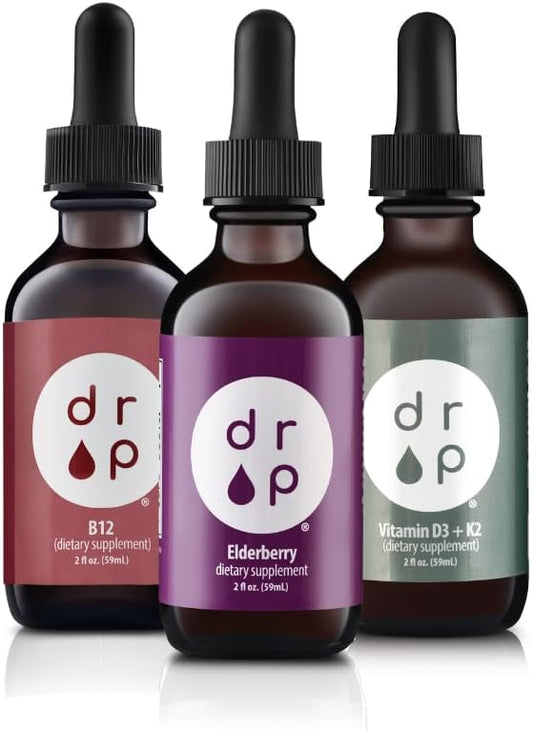 Elderberry, Vitamin B12, and Vitamin D3+K2 Drops Bundle - Immune Support and Energy Boost Supplement Pack - Espot.com.au