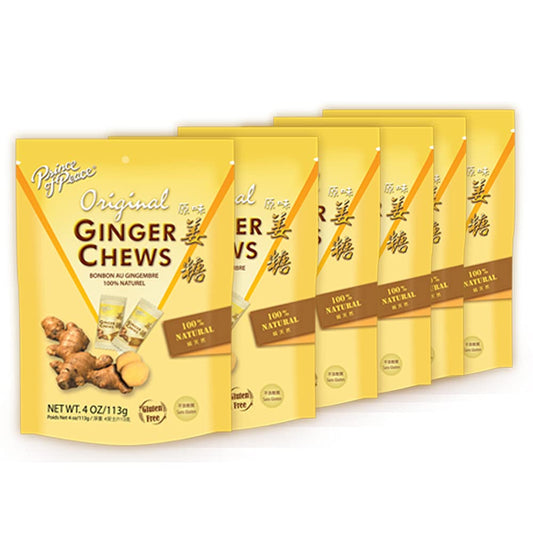 Original Ginger Chews Candy Pack, 4 oz - Candied Ginger - Natural Candy - 6 Pack - Prince of Peace Ginger Chews - Espot.com.au
