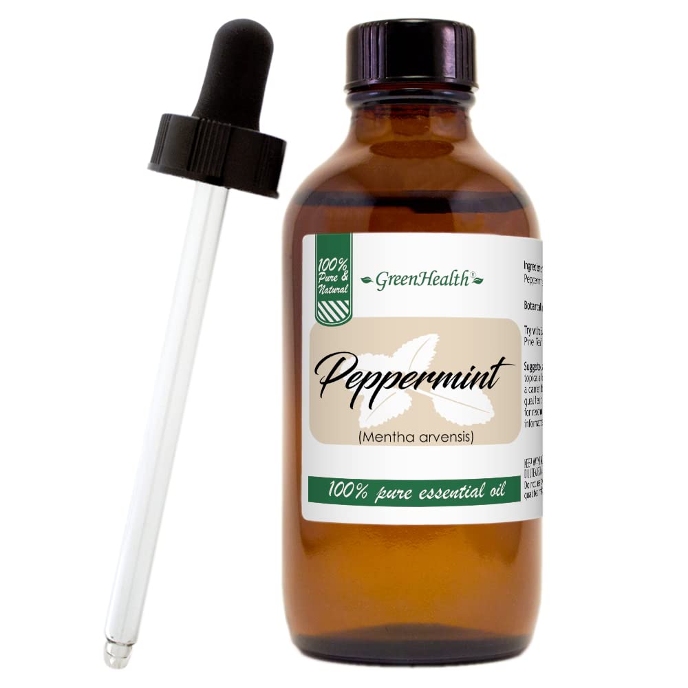 4 fl oz Peppermint Essential Oil in Glass Bottle with Dropper - 100% Pure - GreenHealth - Espot.com.au