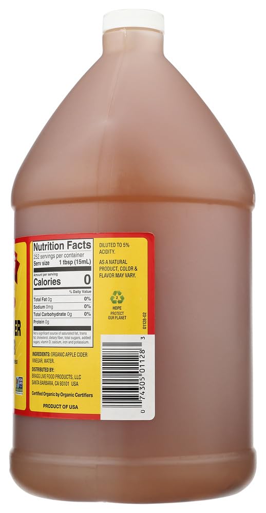 Organic Bragg Apple Cider Vinegar - Raw & Unfiltered - 32 oz Bottle - All Natural, Non-GMO - With "Mother" for Gut Health & Weight Loss - Espot.com.au