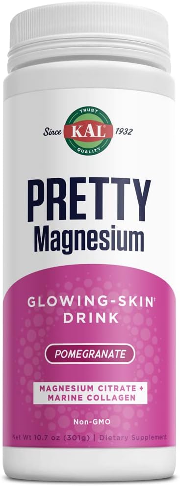 KAL Magnesium Skin Health Drink with Marine Collagen | Glowing Skin Support | Cellular Health | 325mg Magnesium Citrate | 10.7oz, 70 Servings - Espot.com.au