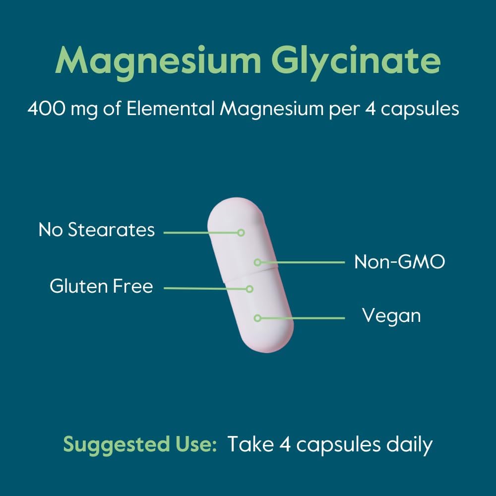 Magnesium Glycinate Supplement - 400mg per Serving (240 Capsules) - Vegan, Non-GMO, Gluten-Free - No Stearates, Silicon Dioxide - Espot.com.au