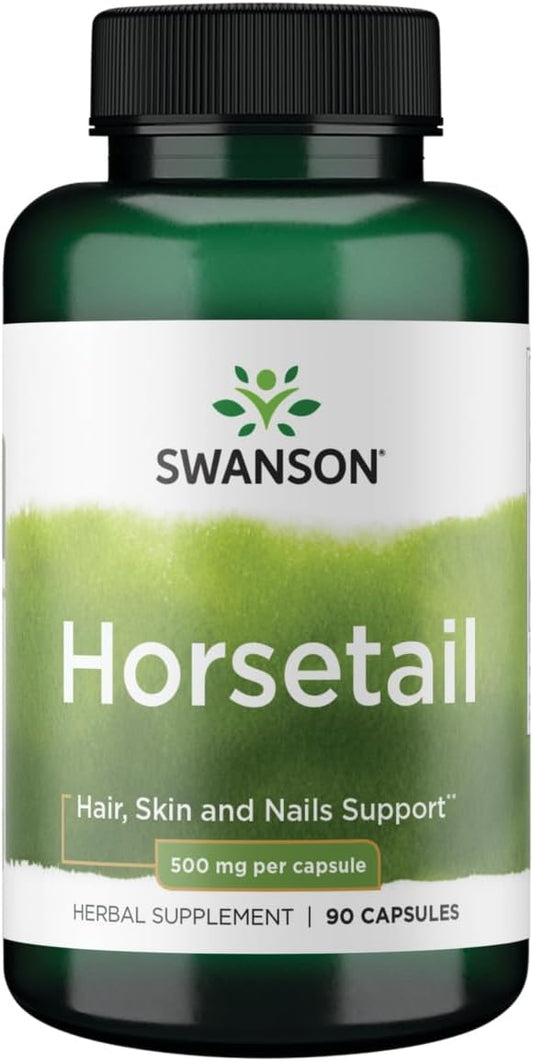 Swanson Horsetail Capsules - Herbal Supplement for Hair, Skin, Nails & Bone Health - Supports Urinary Tract - Natural Ingredients - 90 Capsules, 500mg - Espot.com.au