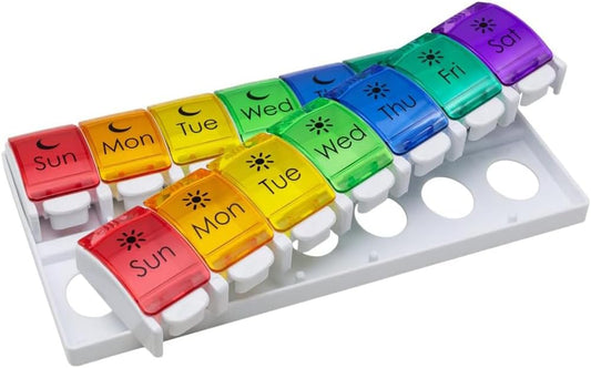 7-day-pill-organizer-with-removable-trays-large-compartments-easy-push-button-arthritis-friendly-rainbow-lids---bpa-free-1