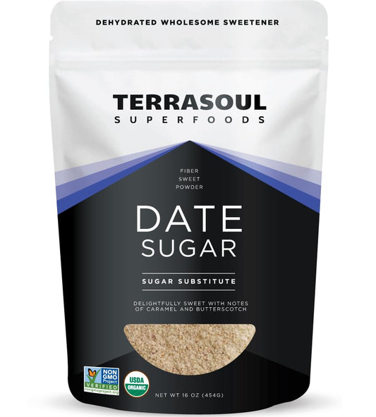 Organic Date Sugar 1 Lb - Low Glycemic, Unrefined, with Trace Minerals - Terrasoul Superfoods - Espot.com.au