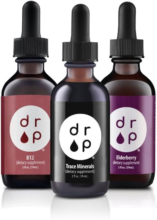 Organic Trace Mineral, Elderberry, and Vitamin B12 Drops Bundle - D R P Drop Supplements - Espot.com.au