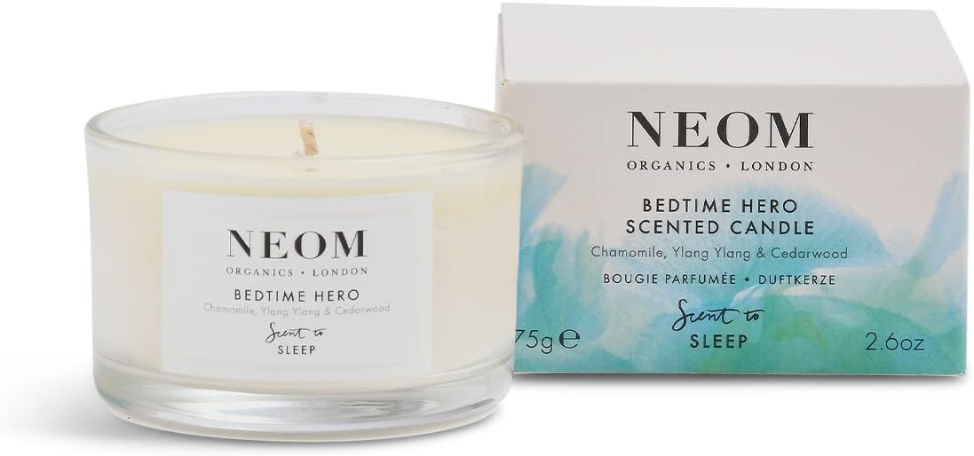 NEOM Bedtime Hero Travel Size Scented Candle - Ylang Ylang & Chamomile Aromatherapy - Scent for Sleep - Espot.com.au