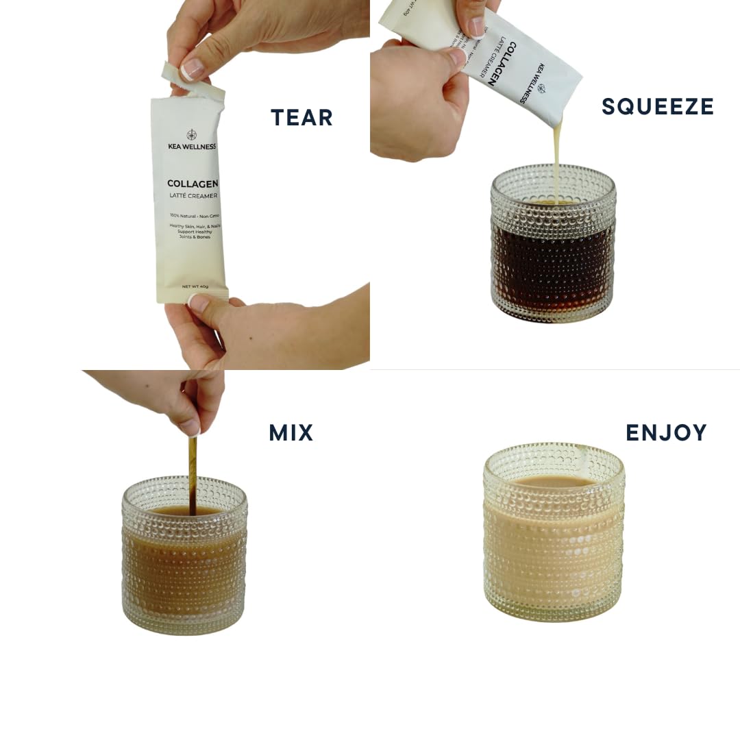 All-Natural Liquid Collagen Coffee Creamer with Bovine & Marine Peptides - Types I, II, III - Single-Serve 12-Pack - Boost Health & Beauty Naturally - Espot.com.au